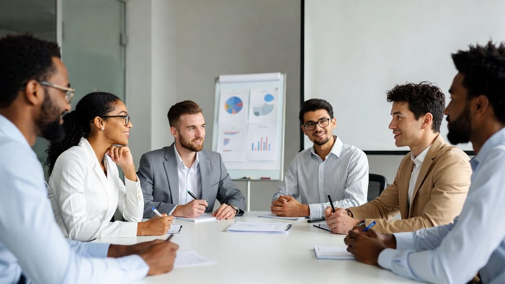 Comment accompagner la montée en compétences de ses collaborateurs ? Manager guidant des collaborateurs dans leur formation et développement