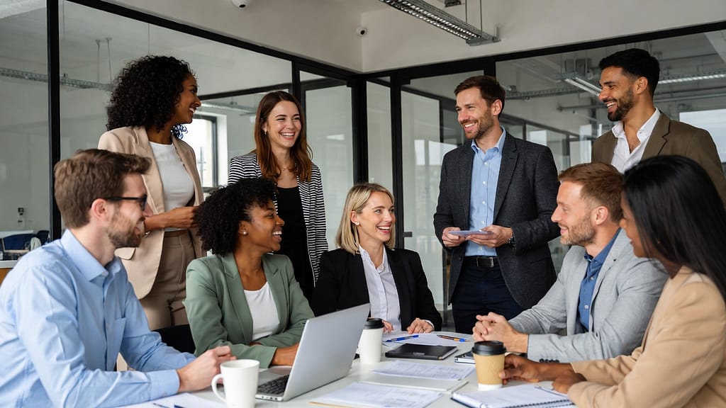 Pourquoi les team building traditionnels ne fonctionnent plus Groupe de collaborateurs participant à un team building traditionnel sans engagement réel